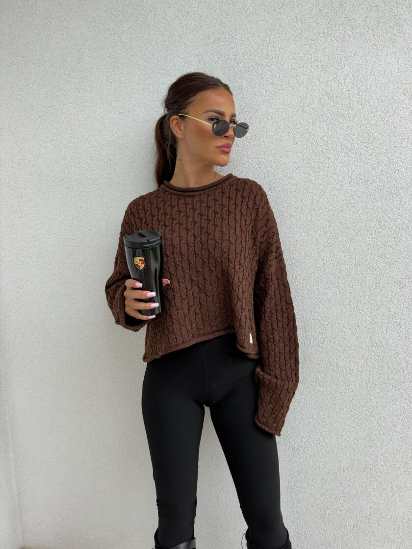 Sweter WARKOCZE - czekoladowy - obrazek 24