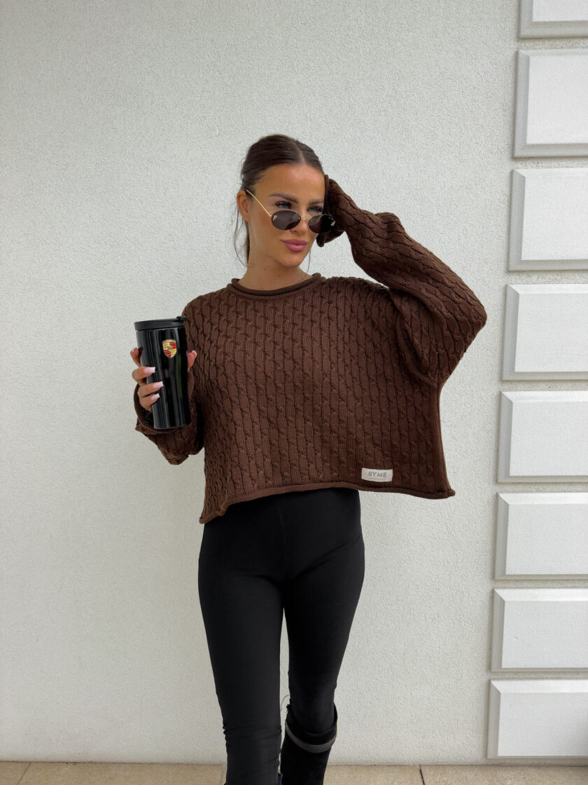 Sweter WARKOCZE - czekoladowy - obrazek 22