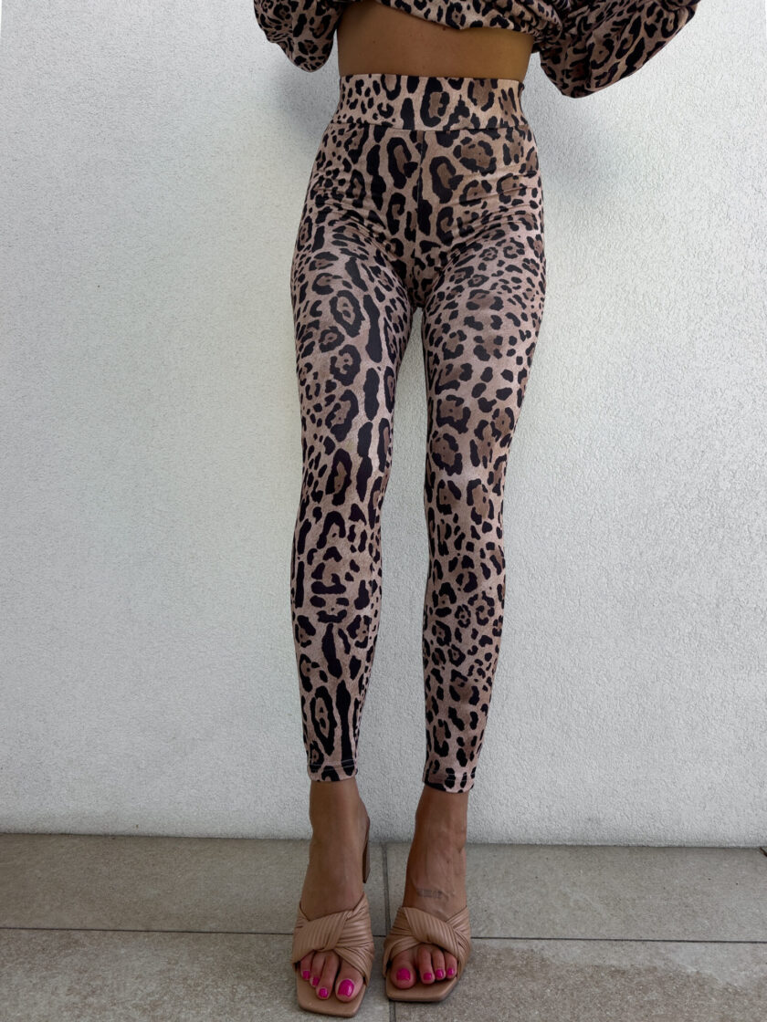 Legginsy GYM print pantera – beżowo-czarna - obrazek 10