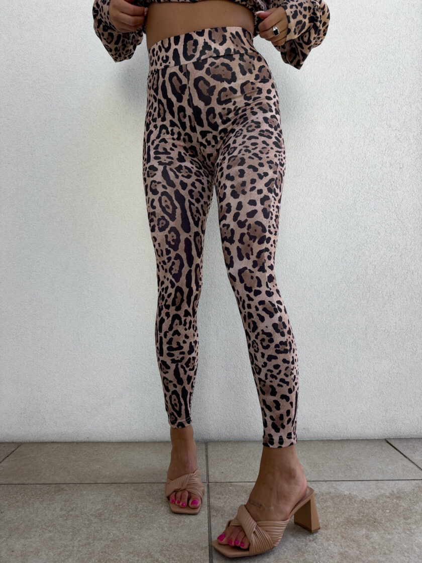 Legginsy GYM print pantera – beżowo-czarna - obrazek 11