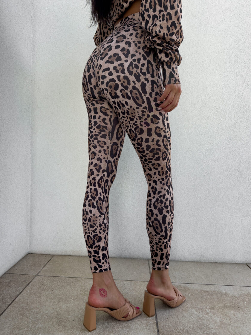 Legginsy GYM print pantera – beżowo-czarna - obrazek 13