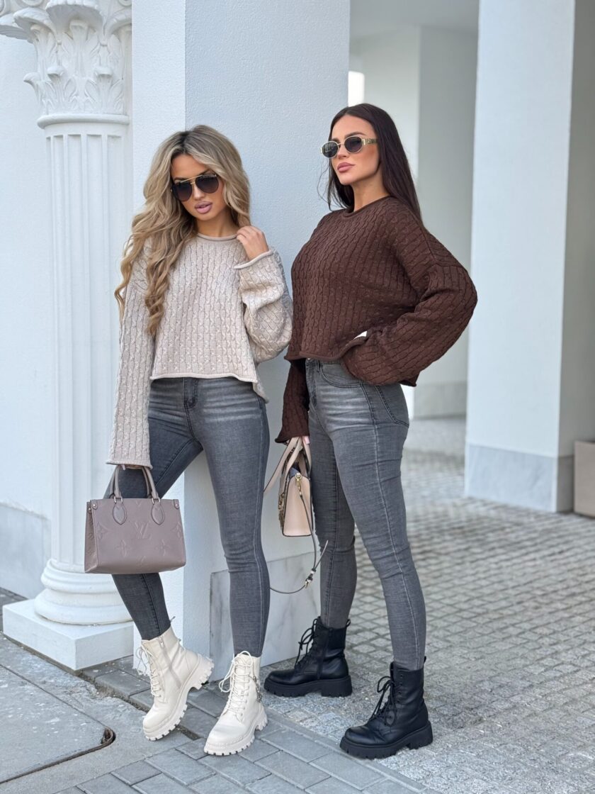 Sweter WARKOCZE - czekoladowy - obrazek 19