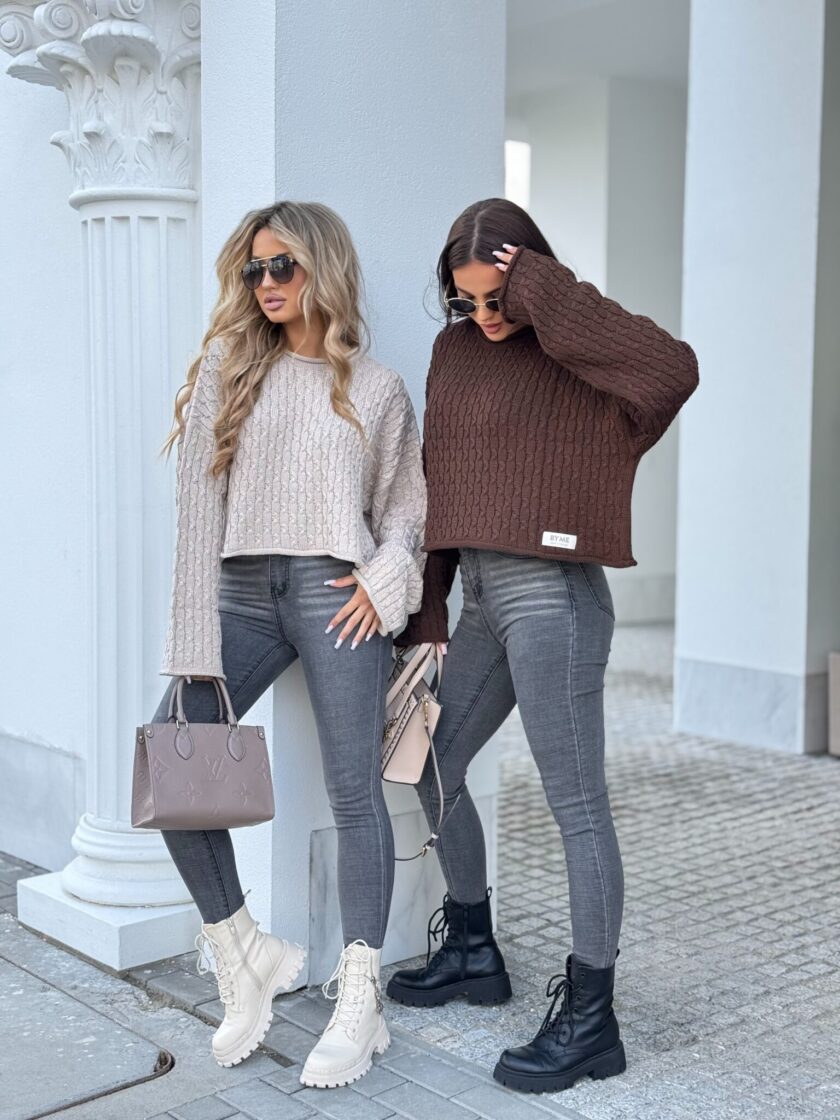 Sweter WARKOCZE - czekoladowy - obrazek 21