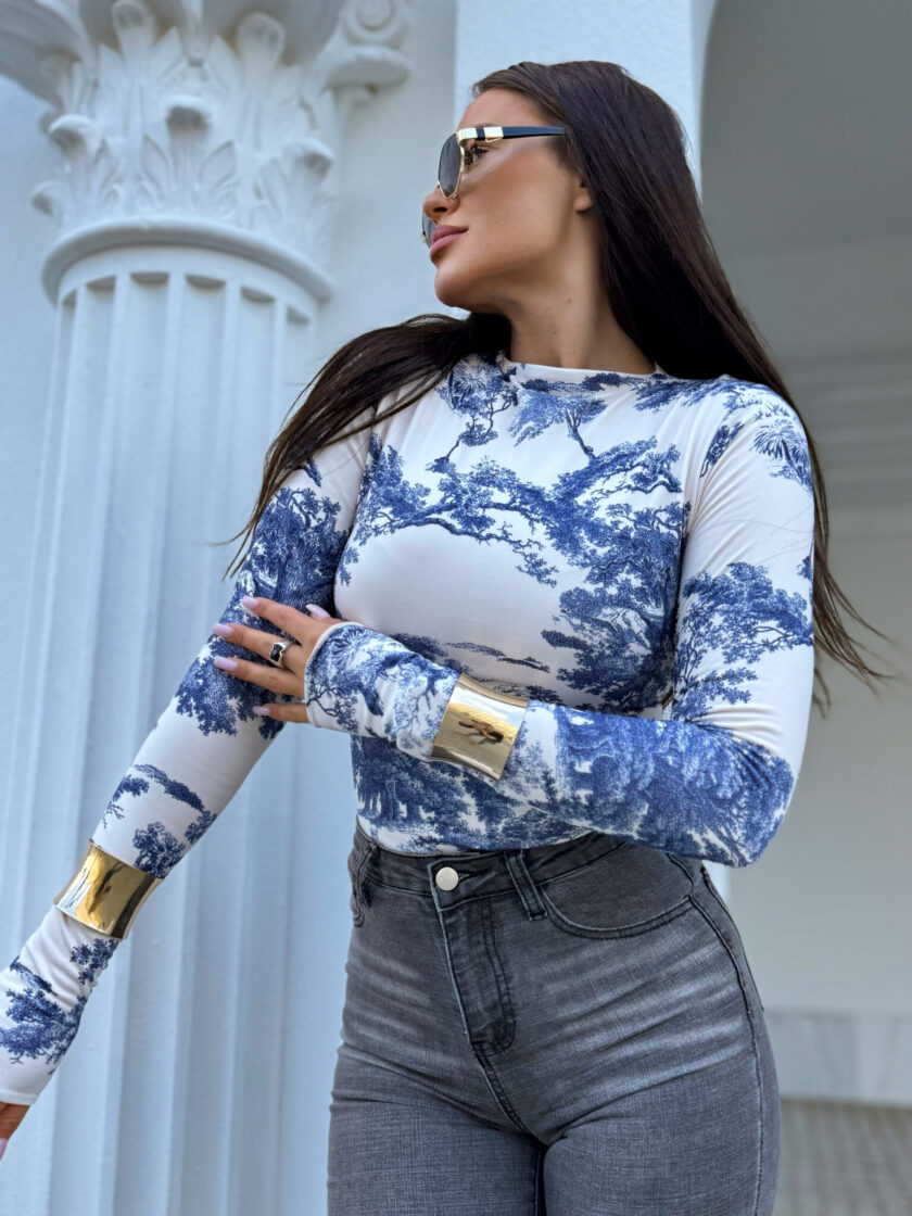 Bluzka SKIN print dior – granatowy - obrazek 3