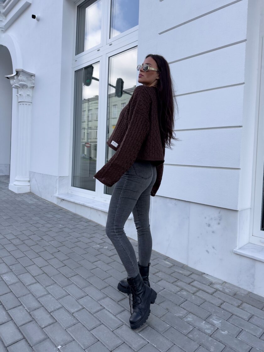 Sweter WARKOCZE - czekoladowy - obrazek 6