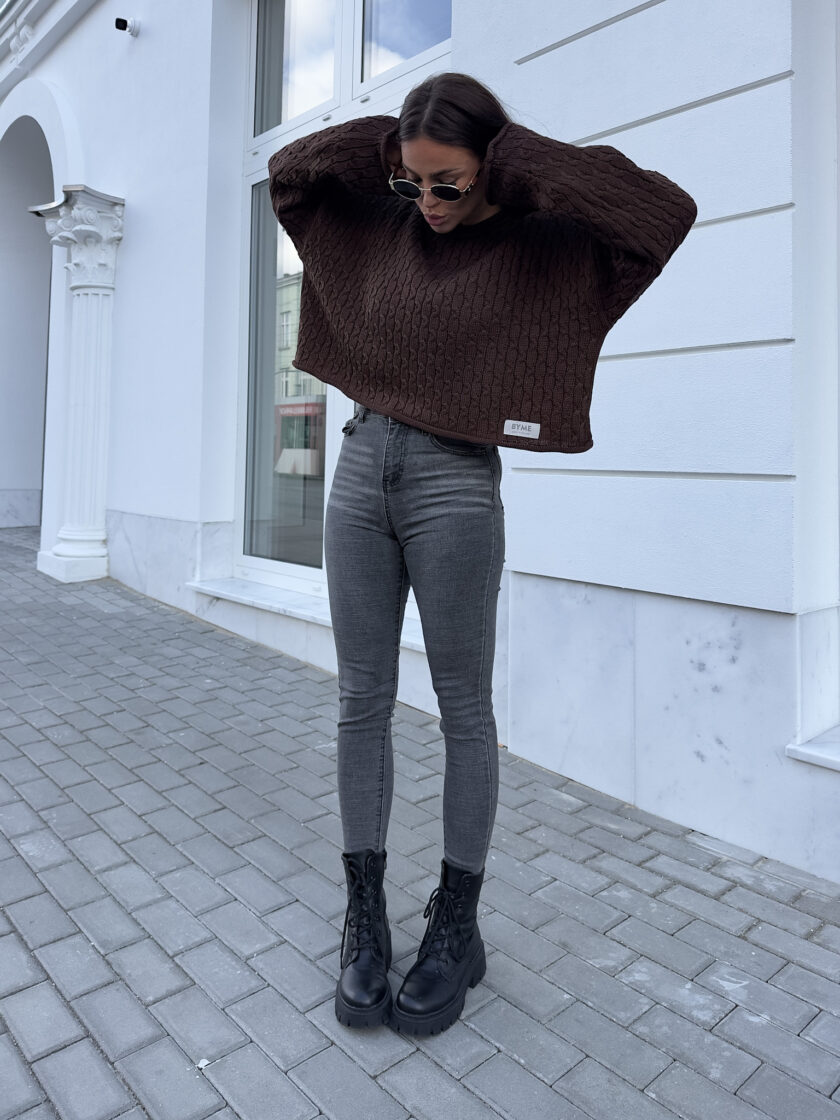 Sweter WARKOCZE - czekoladowy - obrazek 11