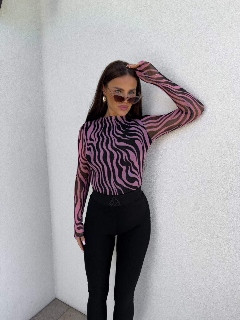 Bluzka SKIN transparent zebra – czarno-różowa - obrazek 8