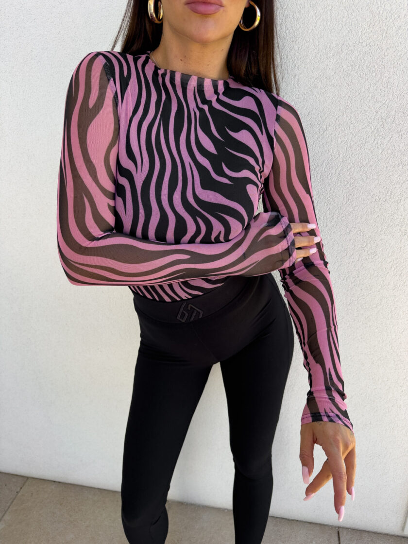 Bluzka SKIN transparent zebra – czarno-różowa - obrazek 9