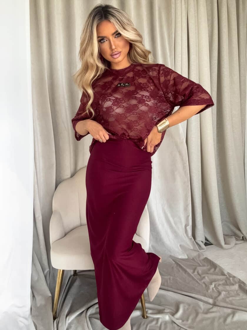 Spódnica VOGUE – bordowa - obrazek 2