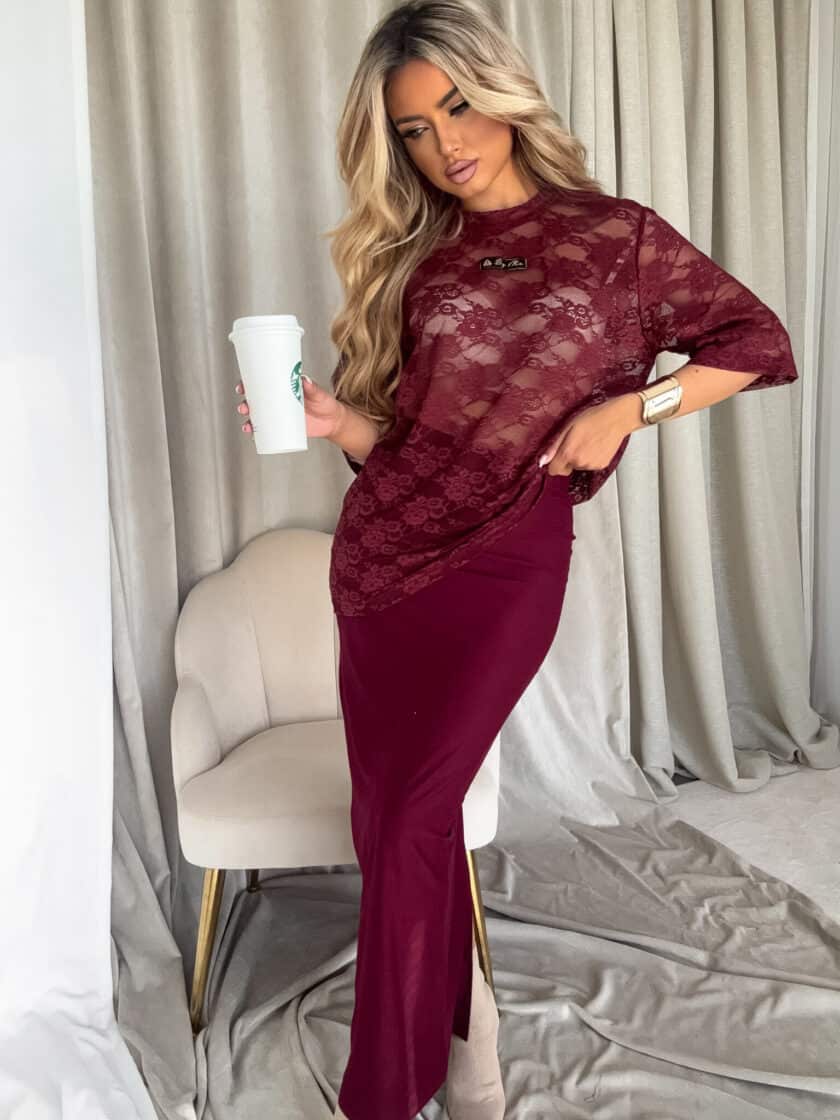 Spódnica VOGUE – bordowa - obrazek 8