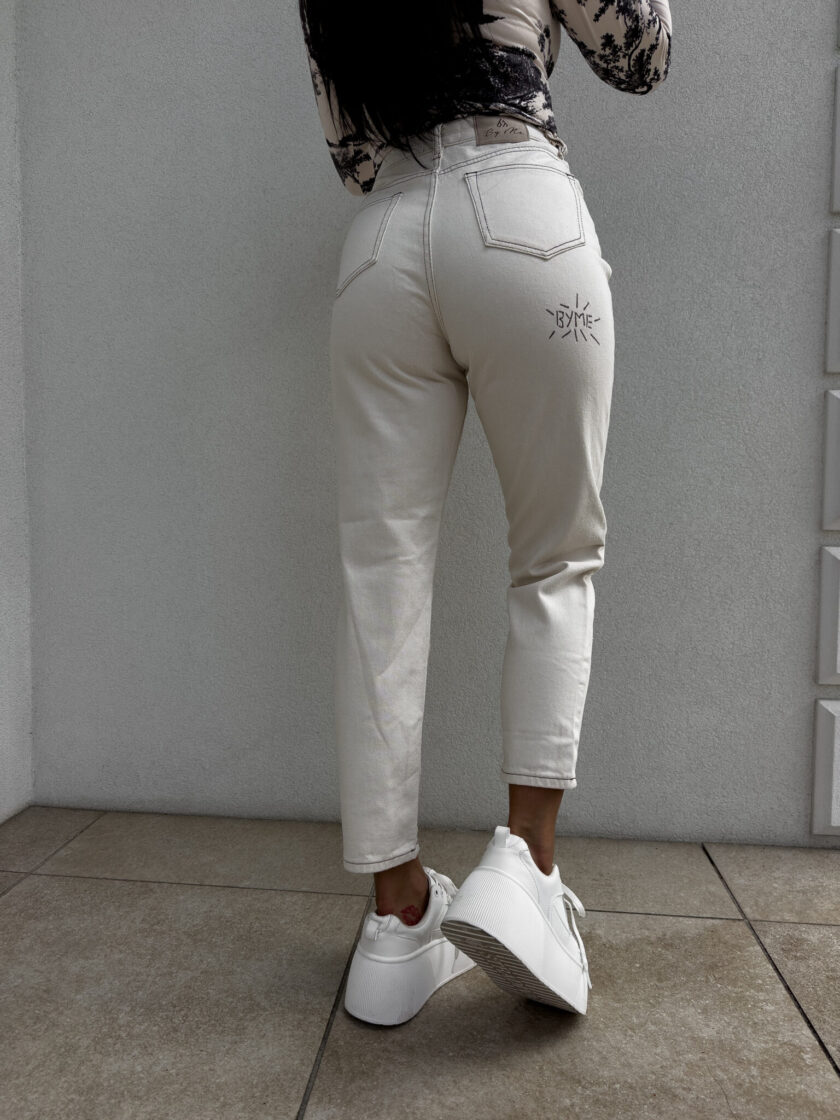 Jeansy MOM FIT BLESS – beżowe - obrazek 12