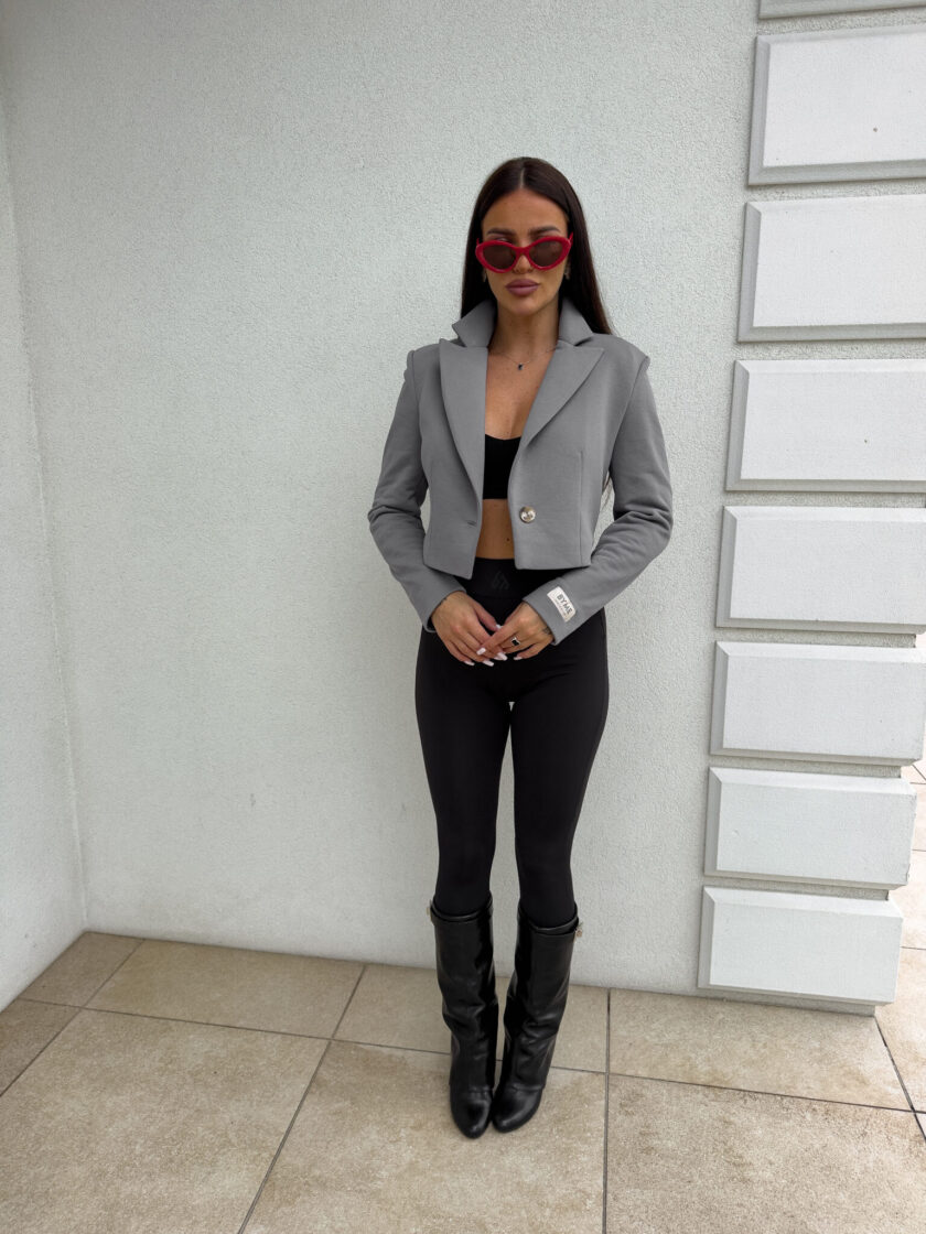 Marynarka dresowa SLIM - szara - obrazek 9