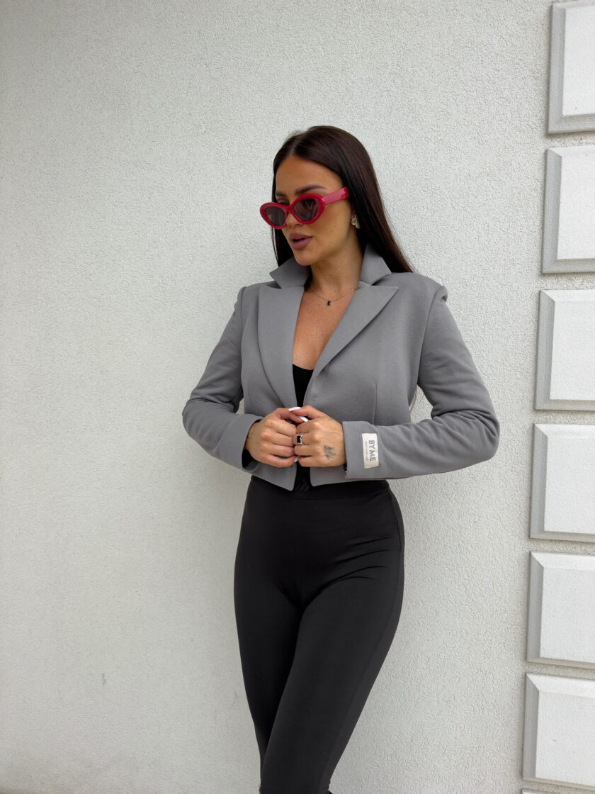 Marynarka dresowa SLIM - szara - obrazek 4