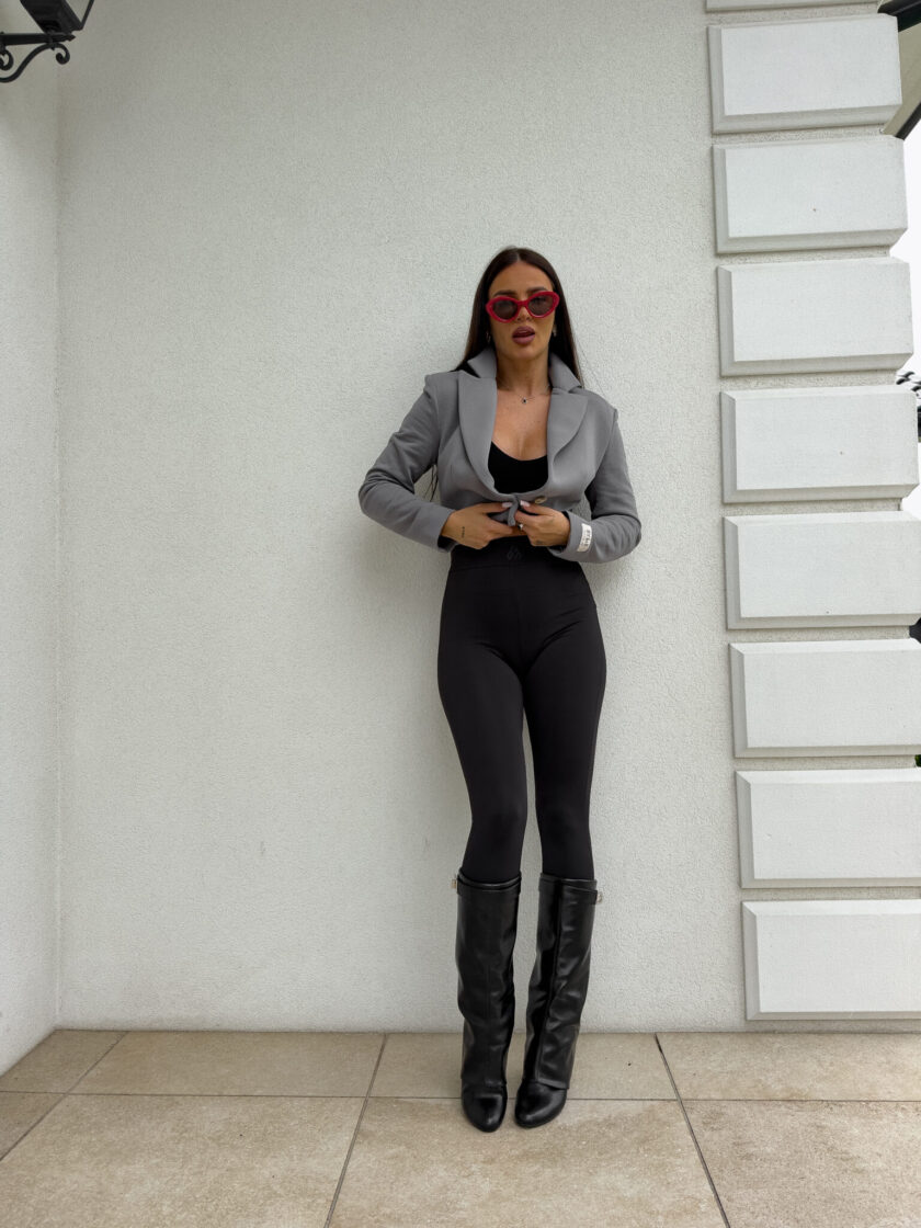 Marynarka dresowa SLIM - szara - obrazek 10