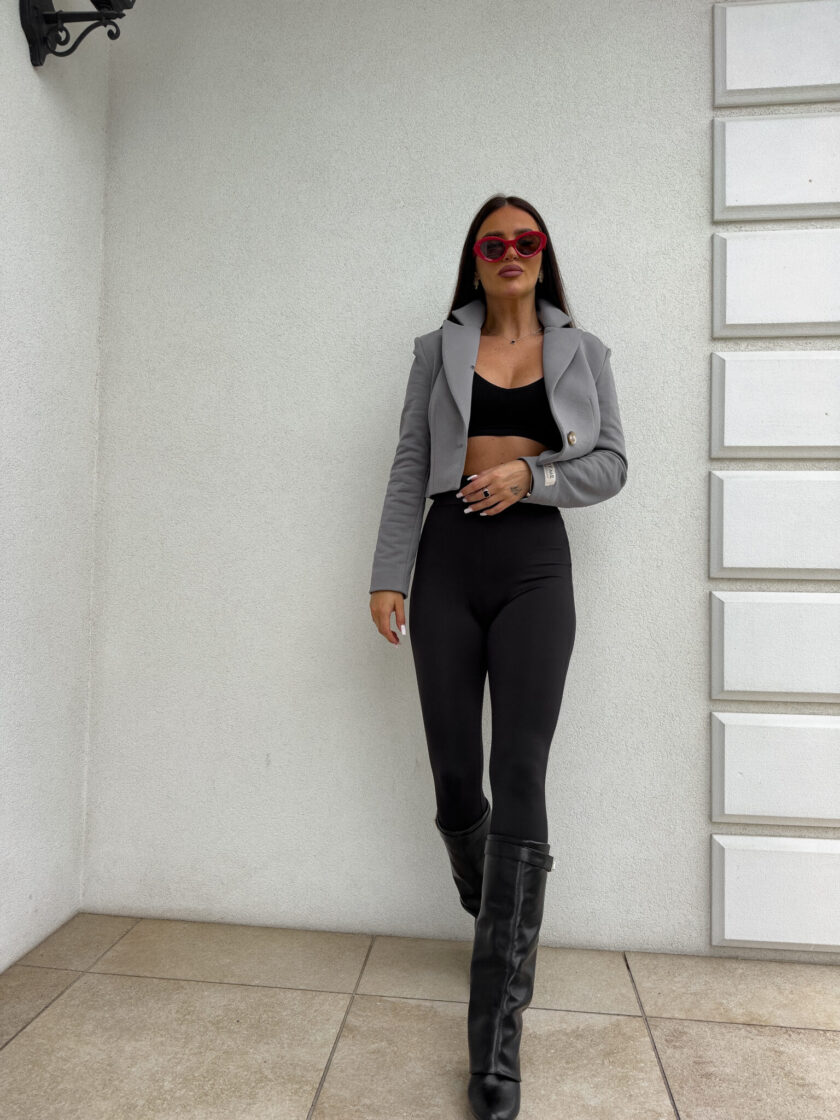 Marynarka dresowa SLIM - szara - obrazek 7