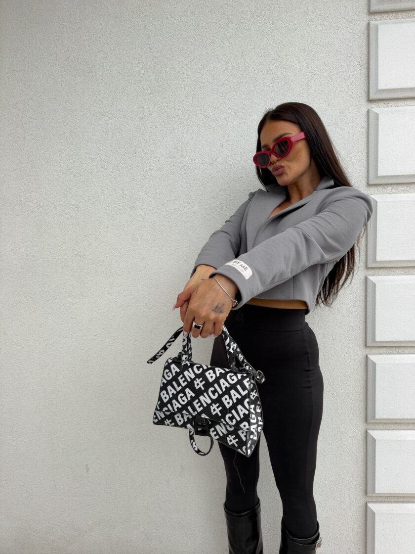 Marynarka dresowa SLIM - szara - obrazek 14