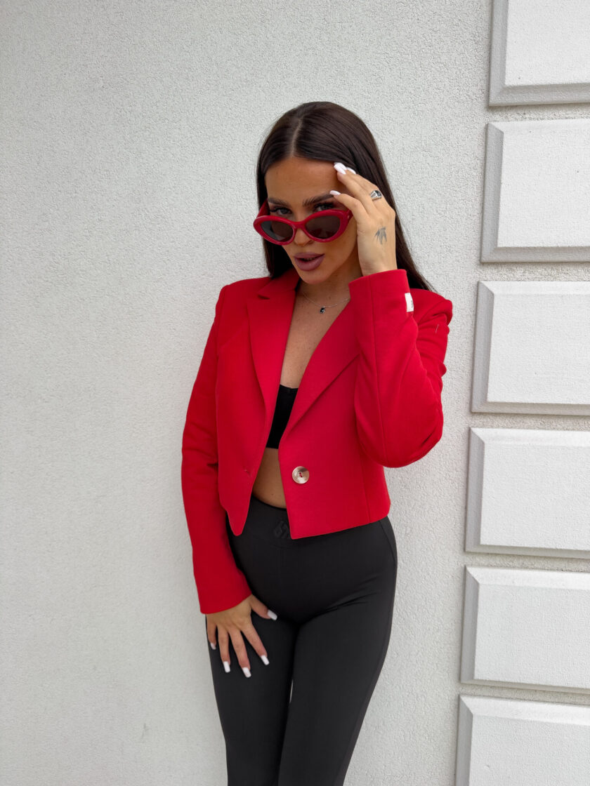 Marynarka dresowa SLIM - czerwona - obrazek 6