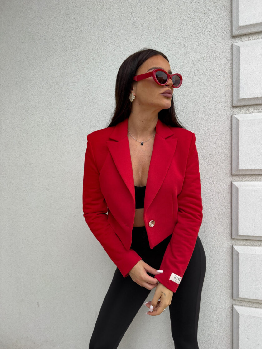 Marynarka dresowa SLIM - czerwona - obrazek 4