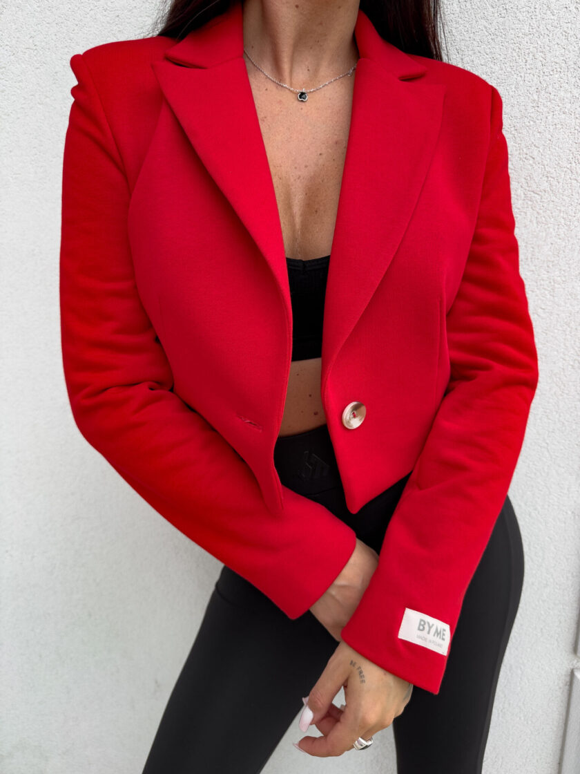 Marynarka dresowa SLIM - czerwona - obrazek 3