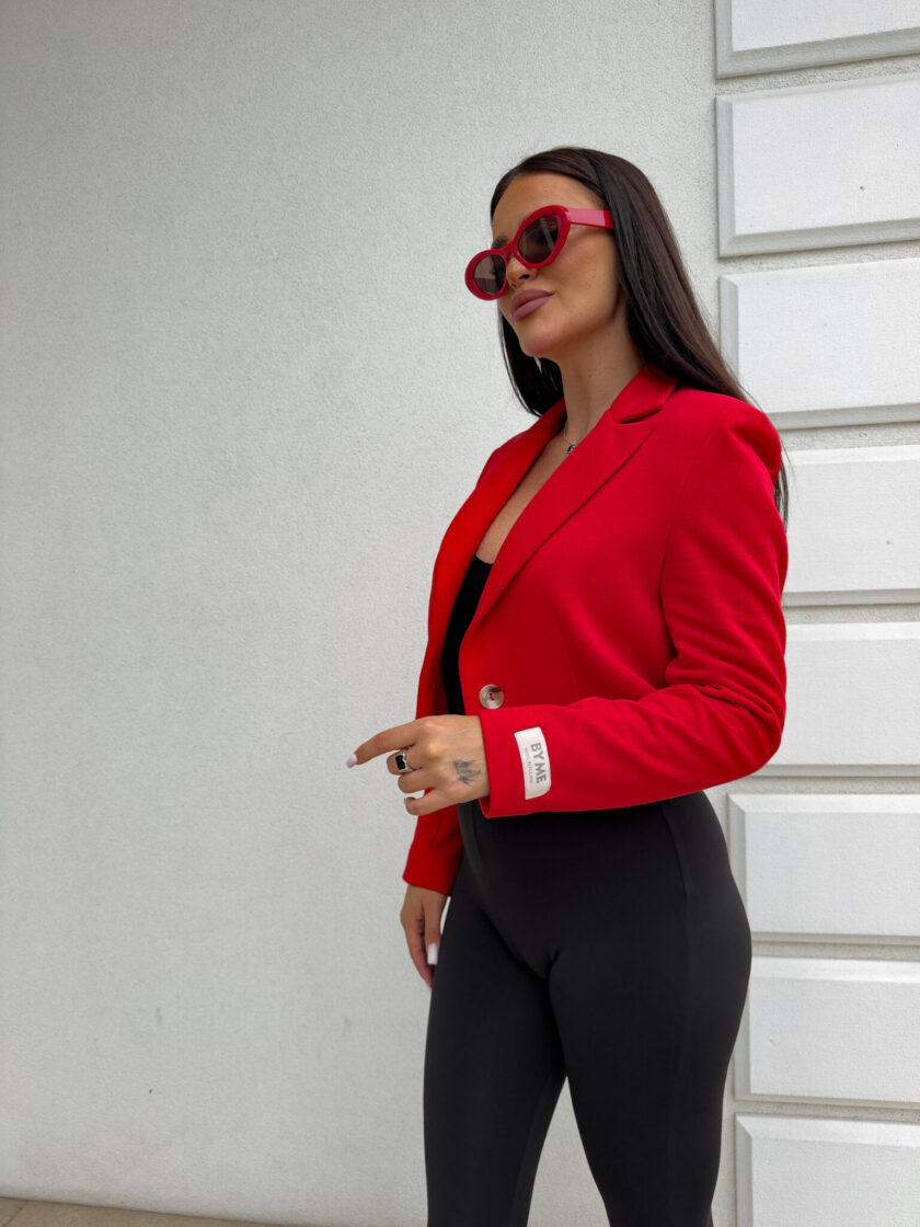 Marynarka dresowa SLIM - czerwona - obrazek 7