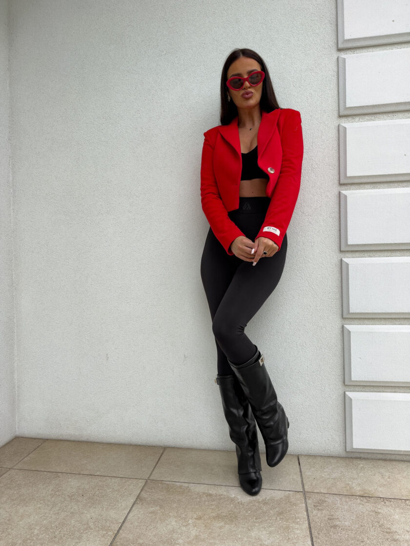Marynarka dresowa SLIM - czerwona - obrazek 9