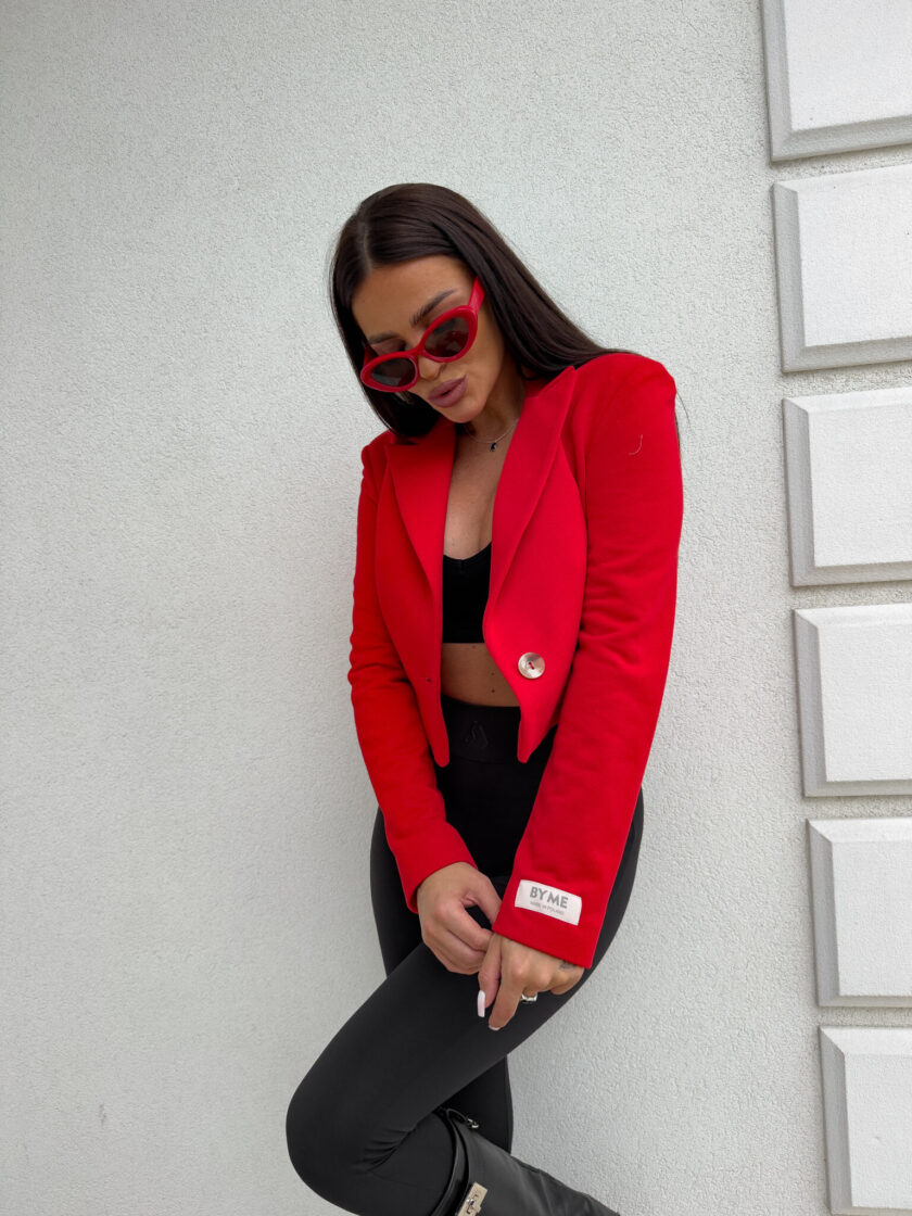 Marynarka dresowa SLIM - czerwona - obrazek 12