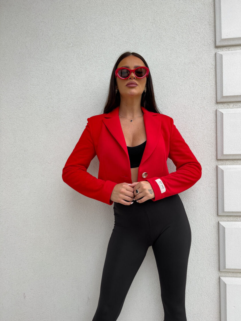 Marynarka dresowa SLIM - czerwona - obrazek 2