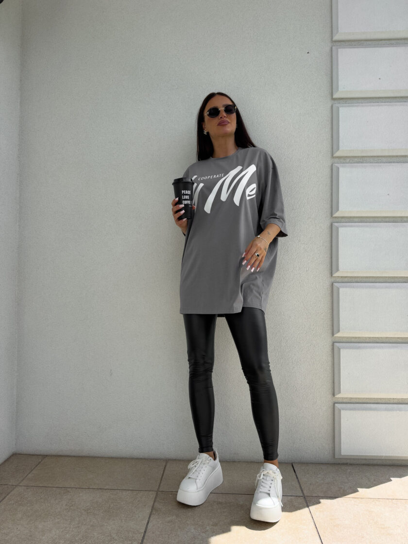 Tuniko sukienka t-shirt COLA - szara - obrazek 4