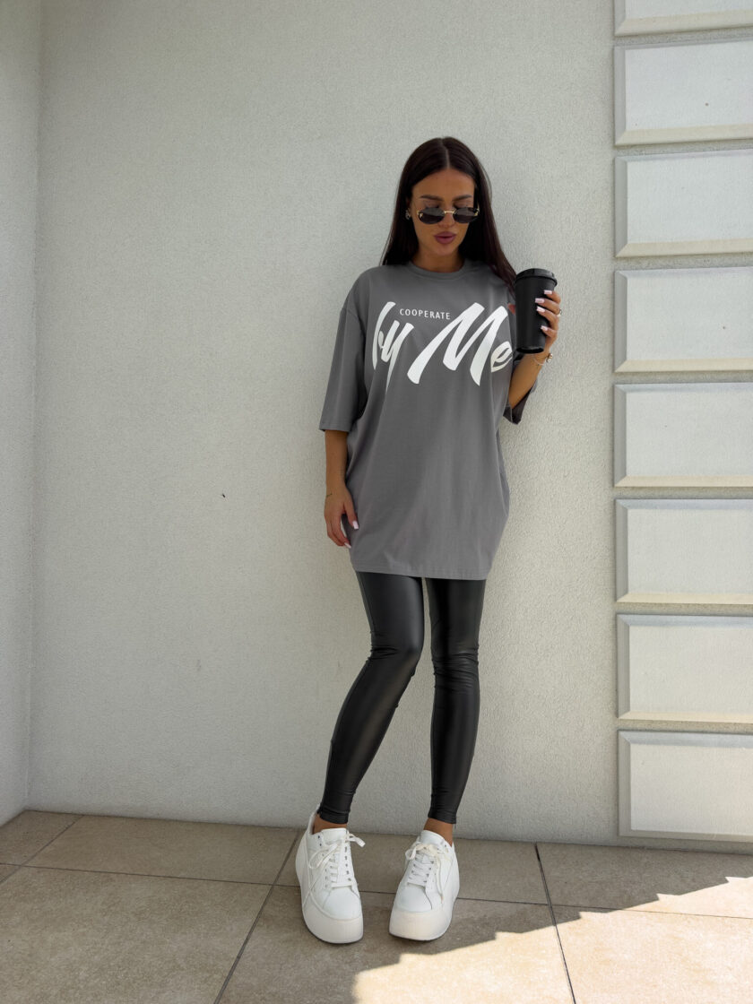 Tuniko sukienka t-shirt COLA - szara - obrazek 6