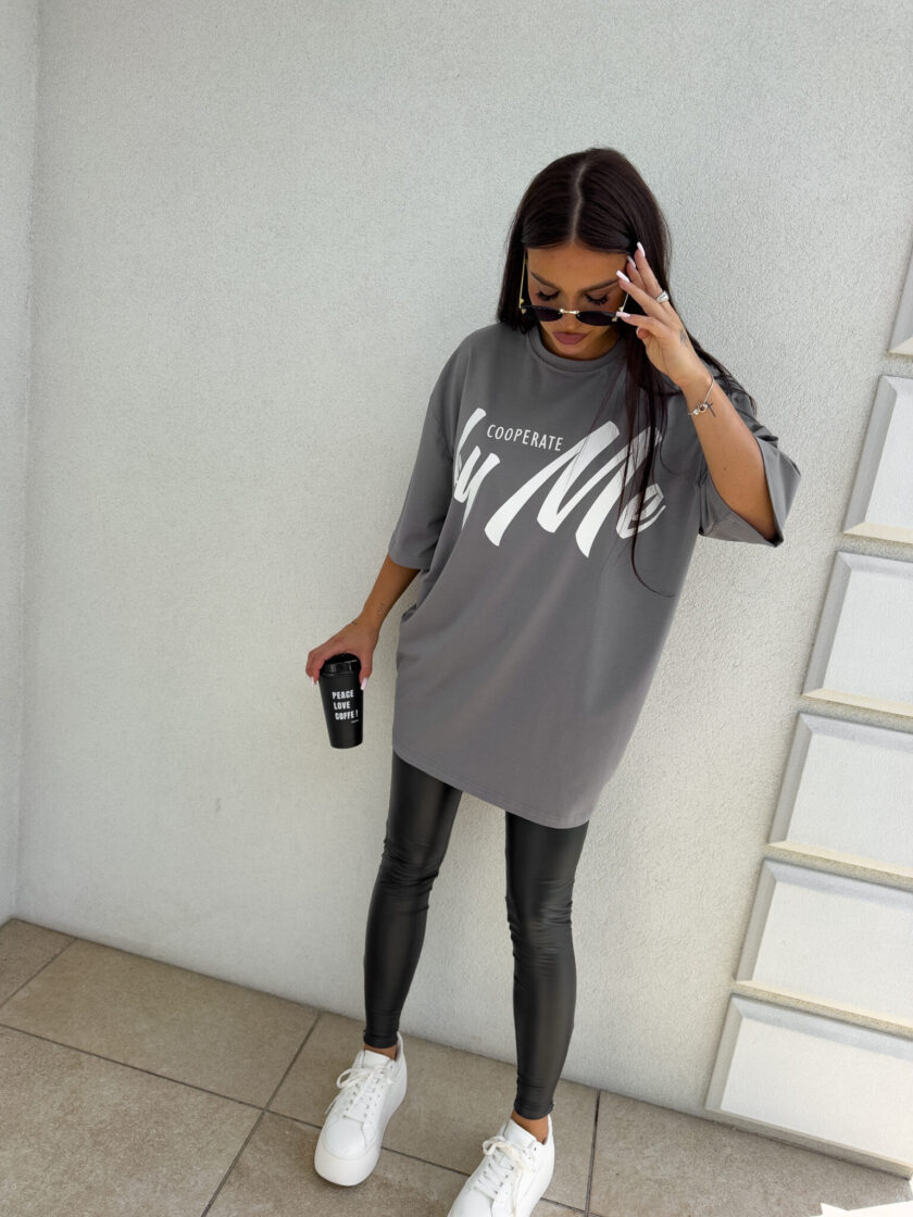 Tuniko sukienka t-shirt COLA - szara - obrazek 2