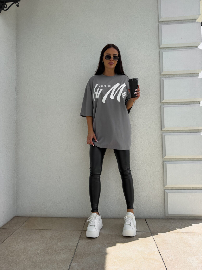 Tuniko sukienka t-shirt COLA - szara - obrazek 3