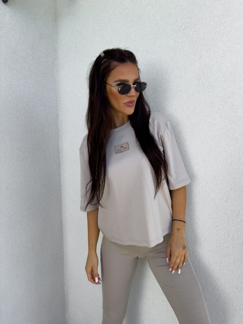T-SHIRT COTTON - taupe - obrazek 5