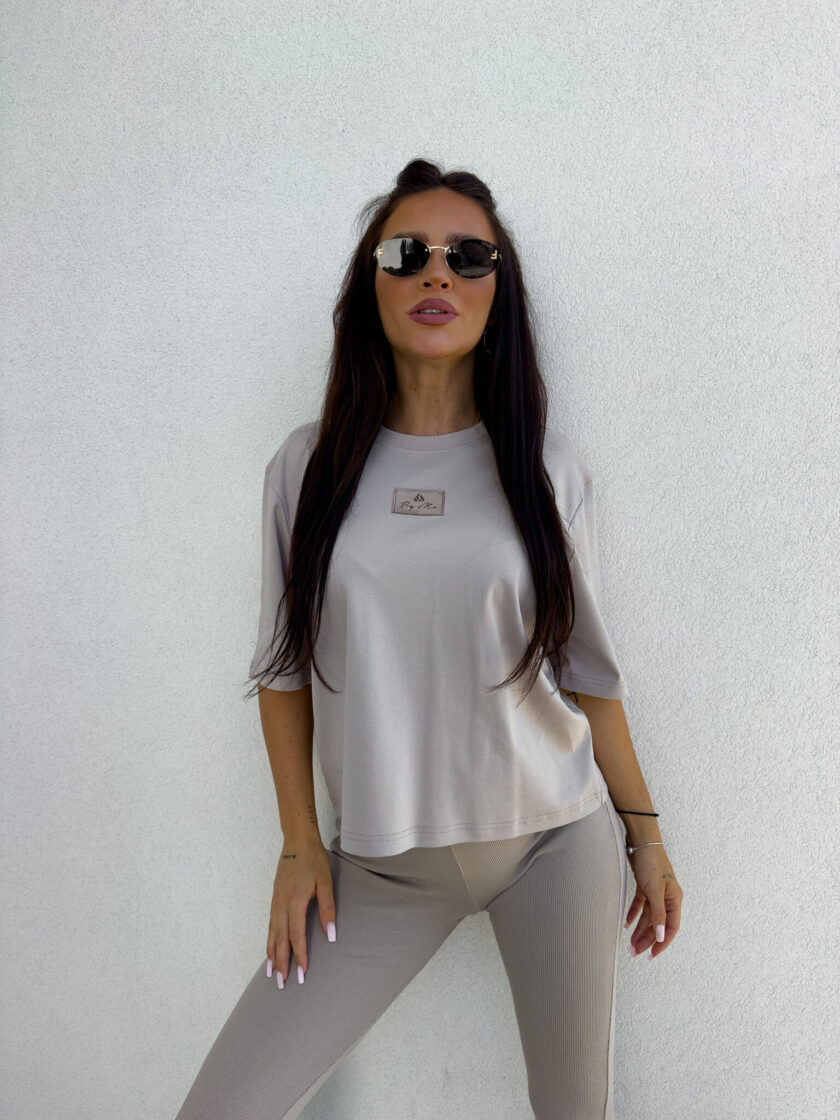 T-SHIRT COTTON - taupe - obrazek 3