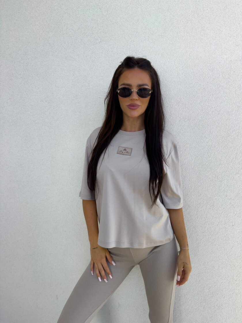 T-SHIRT COTTON - taupe - obrazek 6
