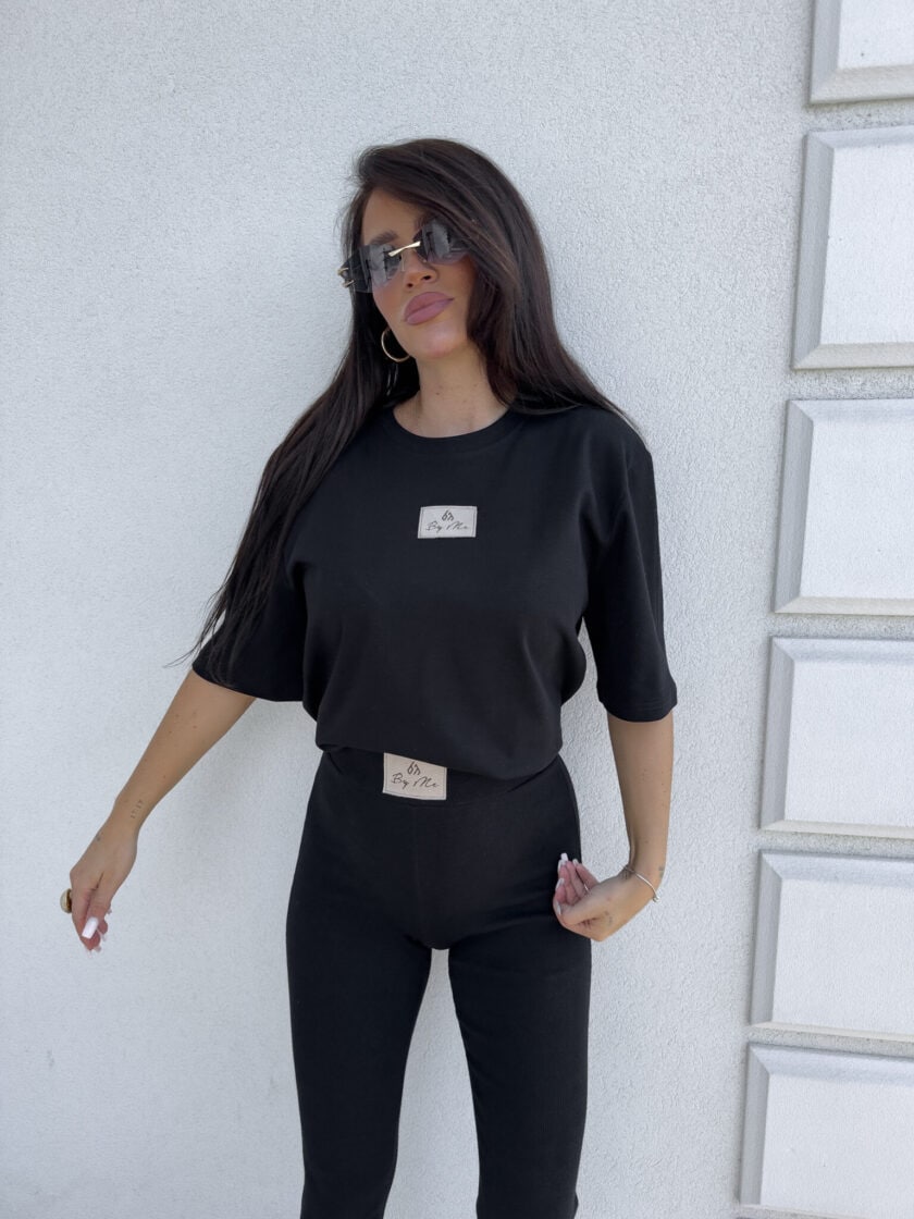 T-SHIRT COTTON - czarny - obrazek 5