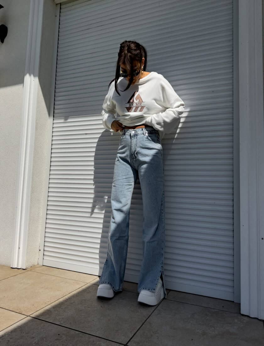 Jeansy FLARED – dark jeans - obrazek 9