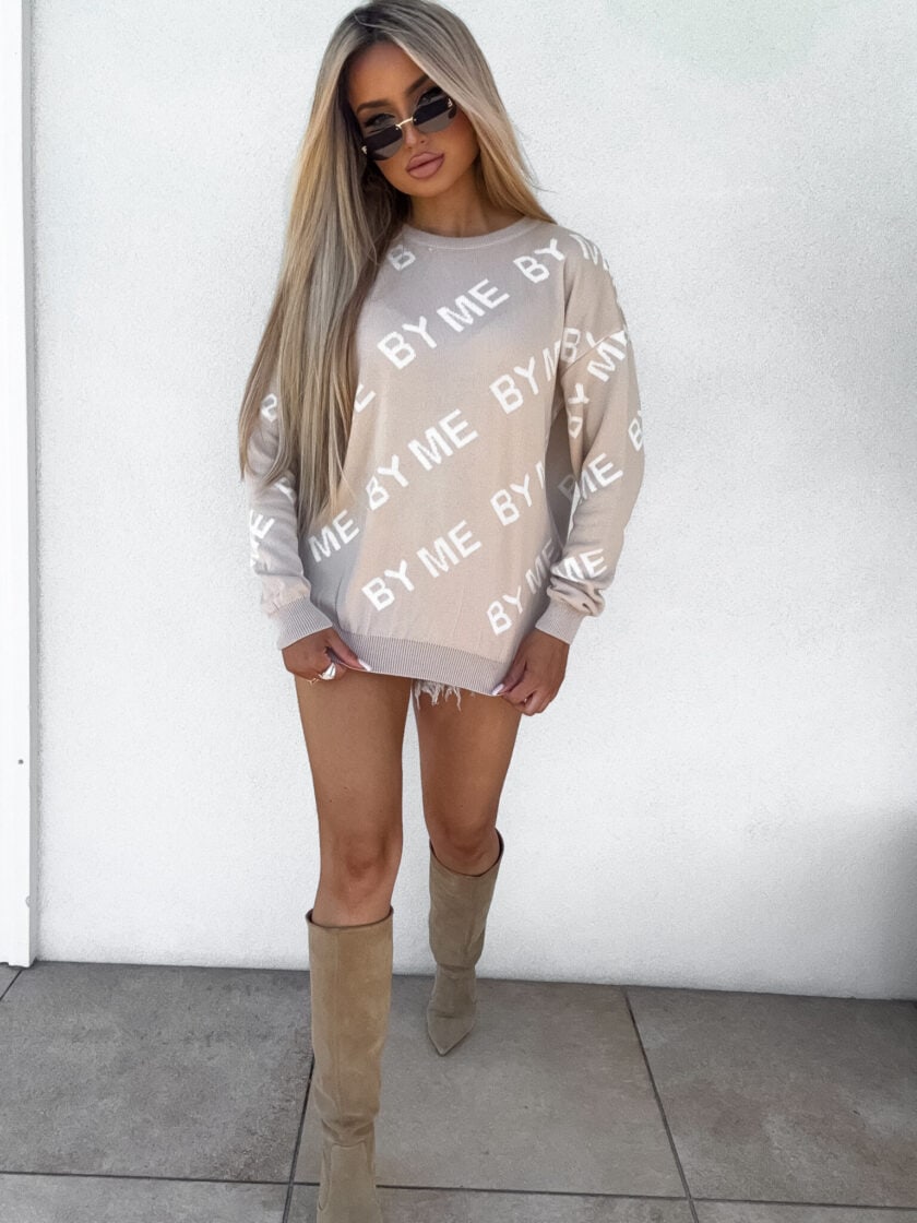 Sweter LETTERS – beż-ecru - obrazek 7