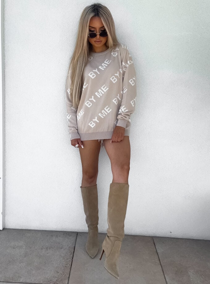Sweter LETTERS – beż-ecru