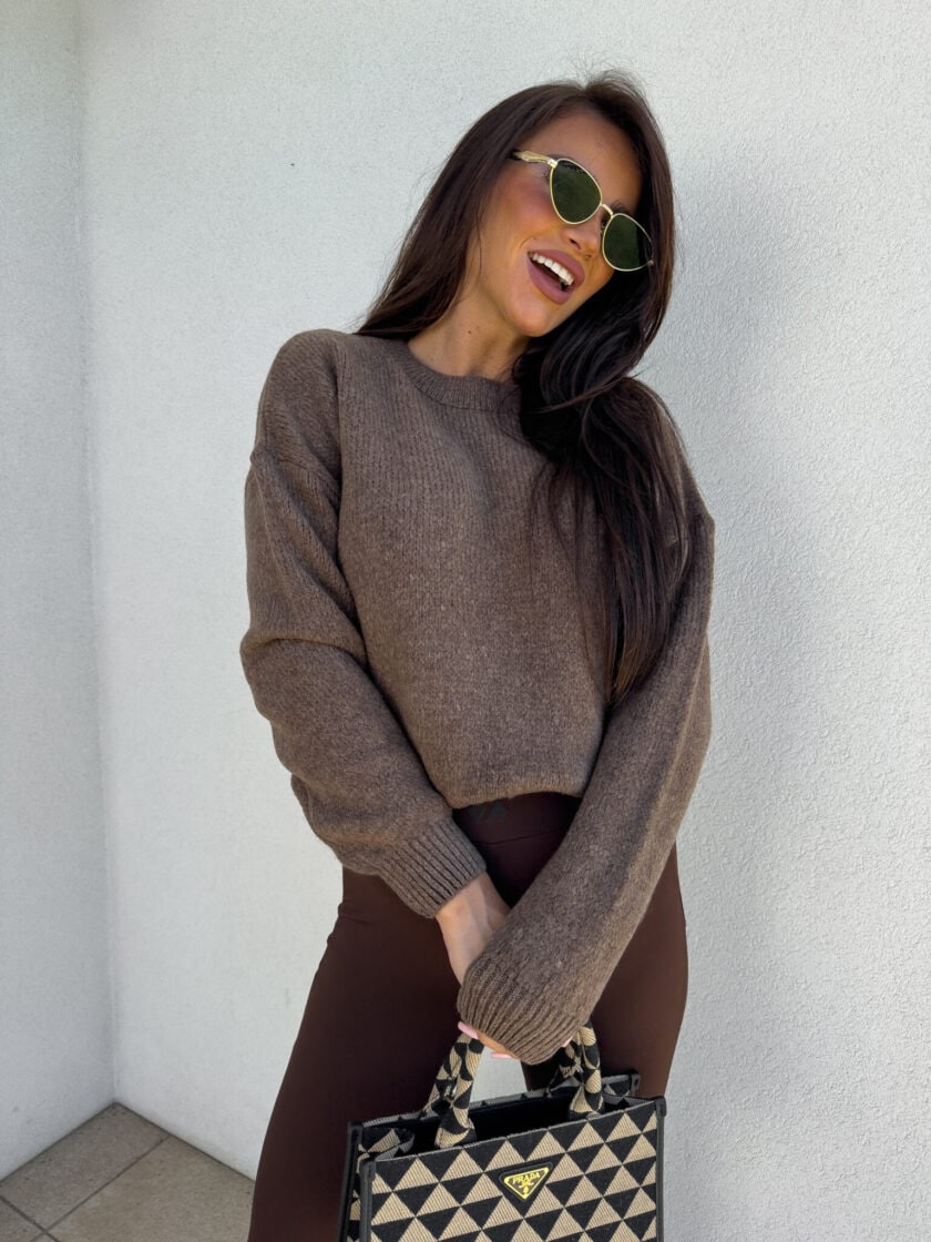 Sweter NERYS – czekoladowy - obrazek 2