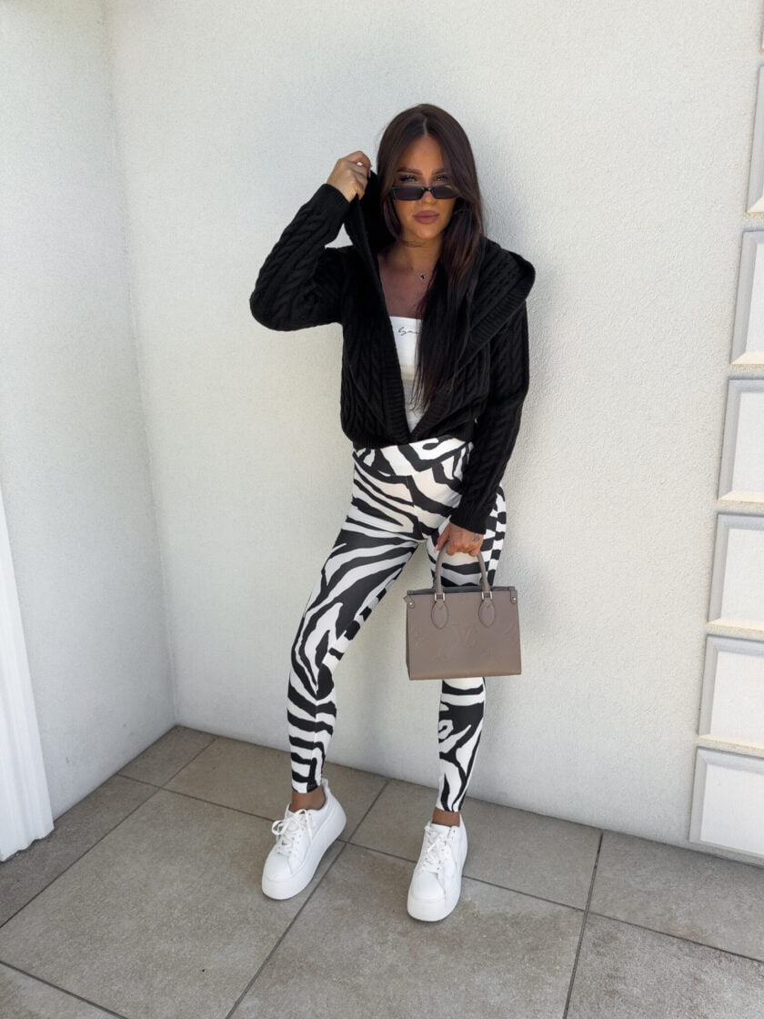 Legginsy GYM print zebra – biało-czarna - obrazek 3