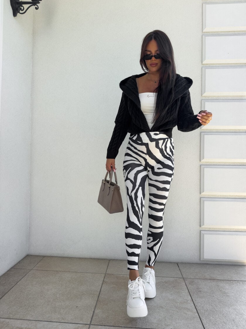 Legginsy GYM print zebra – biało-czarna - obrazek 8