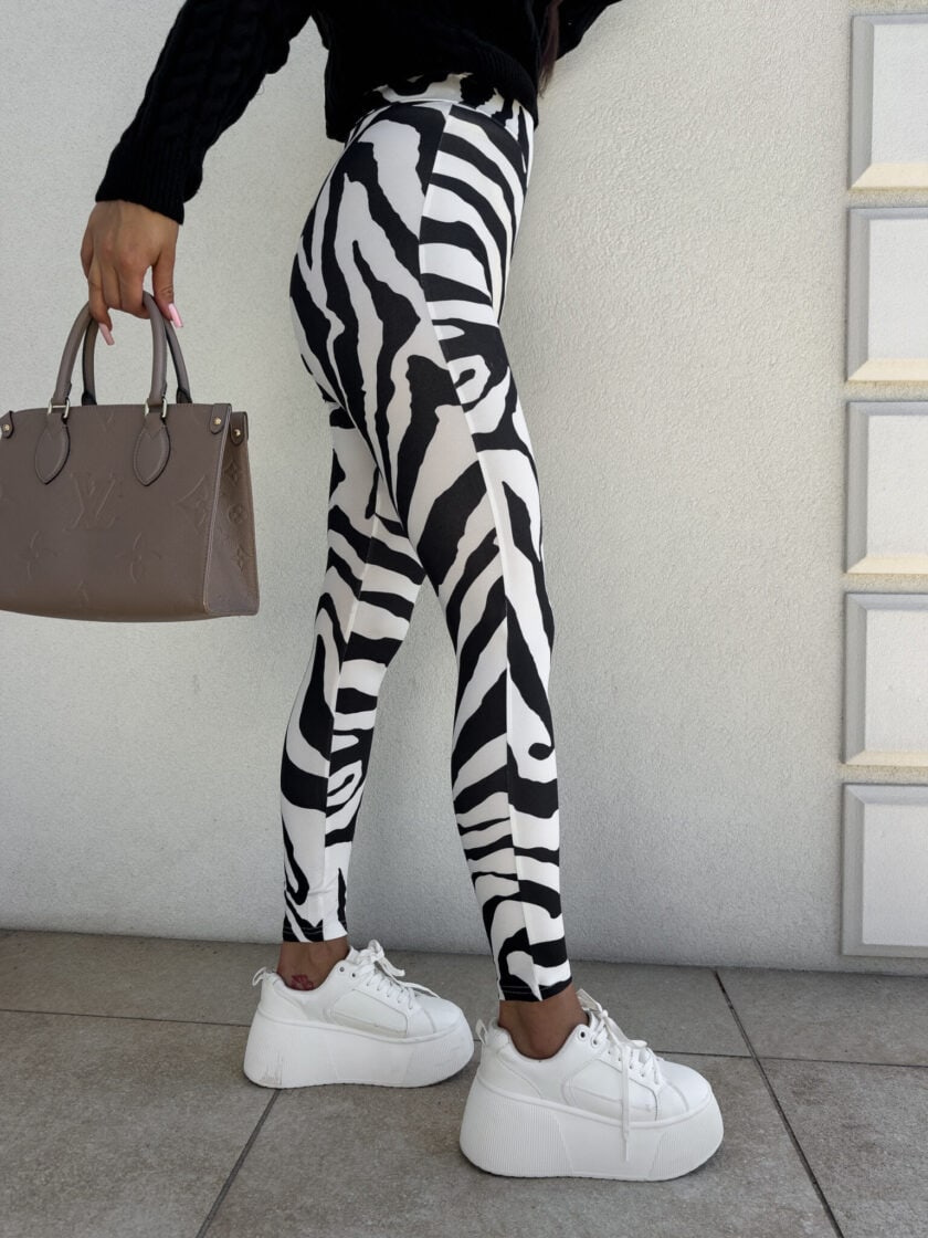 Legginsy GYM print zebra – biało-czarna - obrazek 10