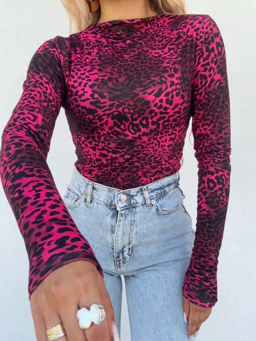 Bluzka SKIN print pantera – fuksja - obrazek 5