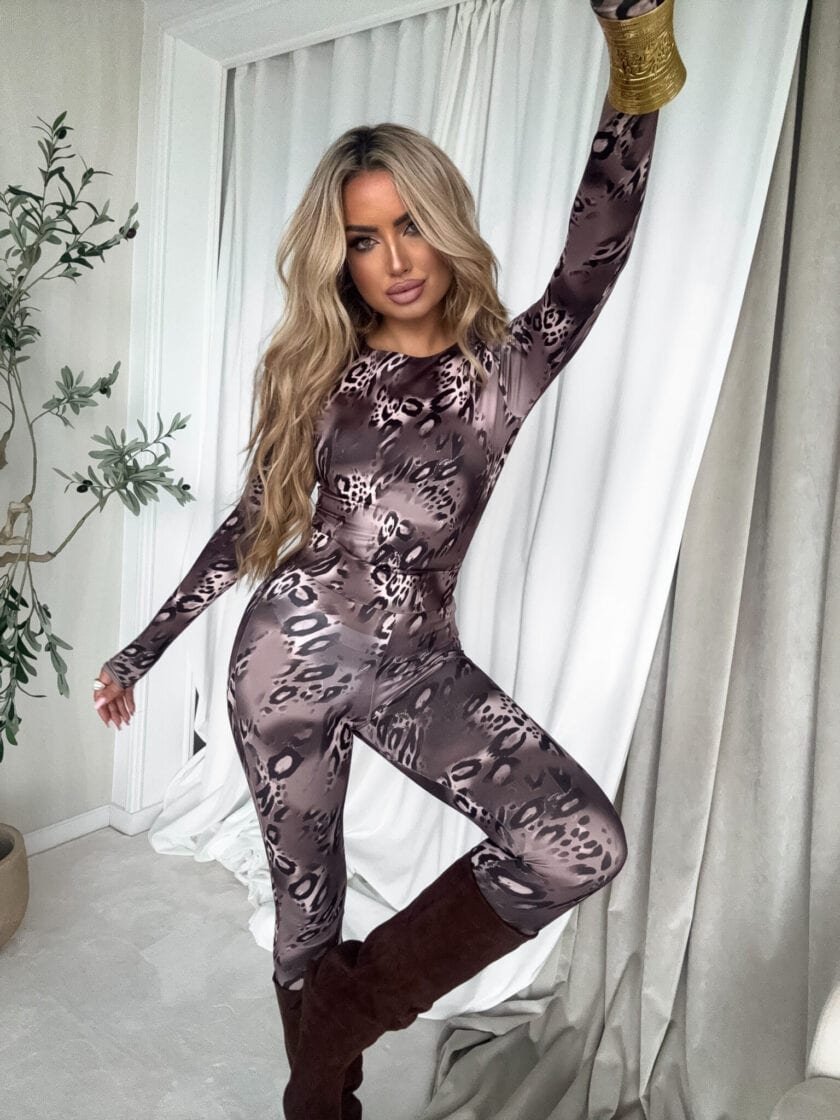 Legginsy GYM animal - czekoladowe - obrazek 4