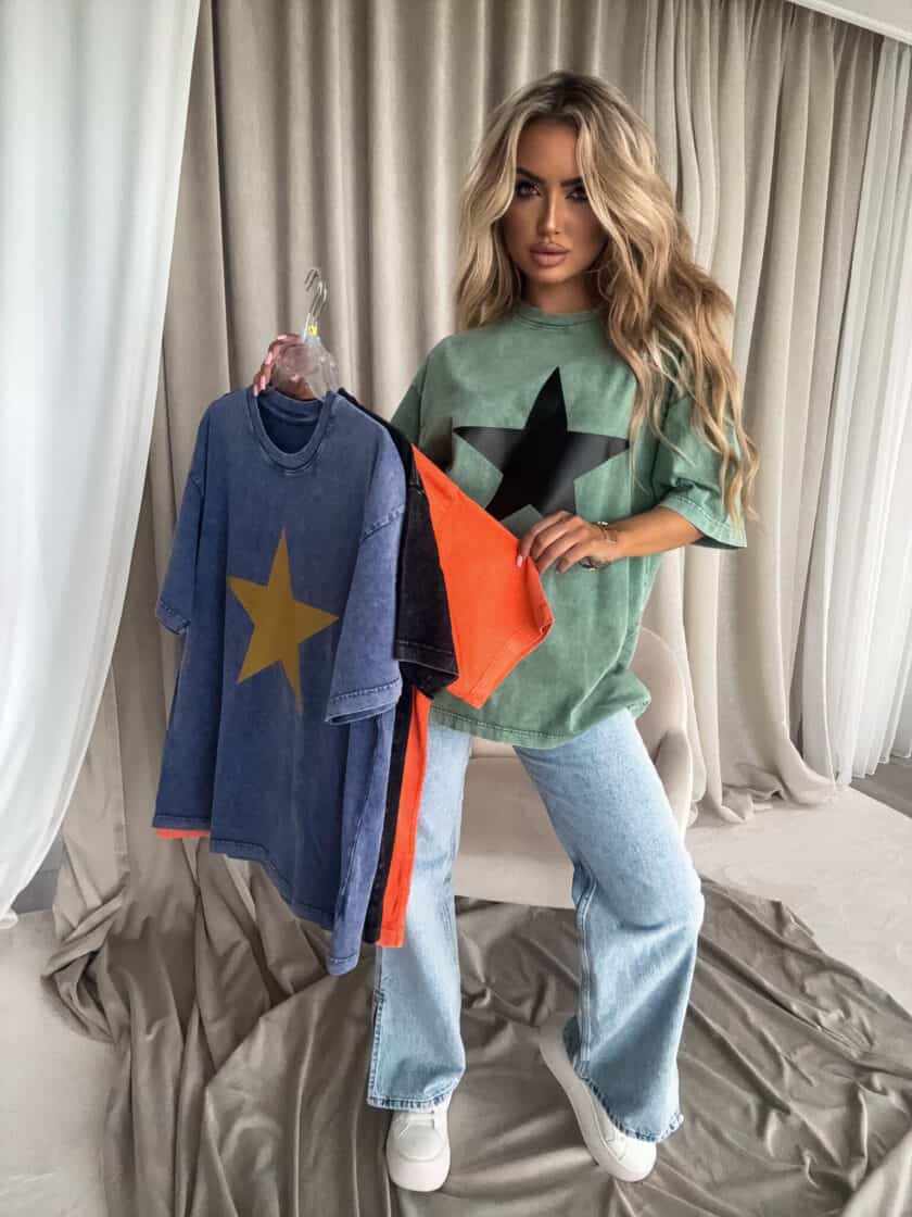 Dekatyzowany t-shirt STAR - czarny - obrazek 3