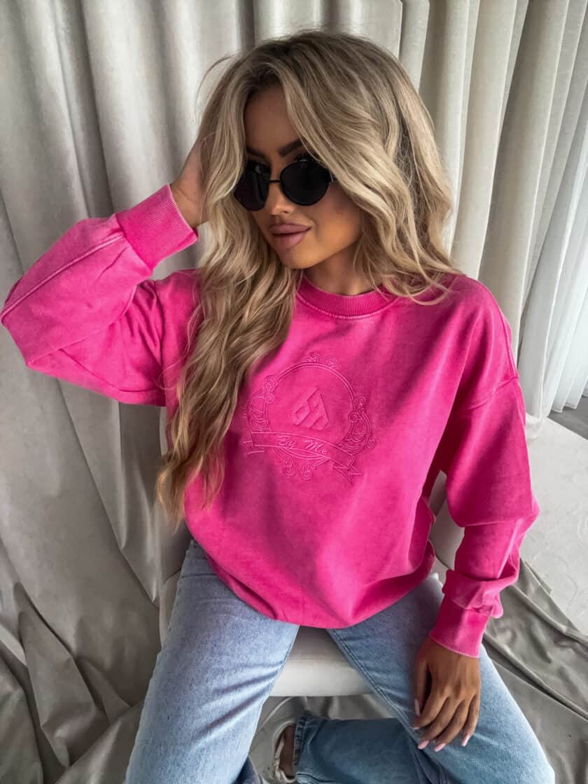Dekatyzowana bluza QUEEN - różowa - obrazek 4