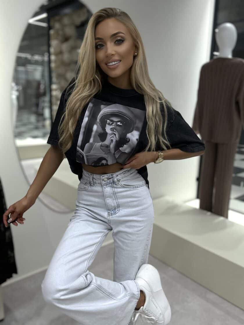 Dekatyzowany t-shirt IMAGE - czarny - obrazek 2