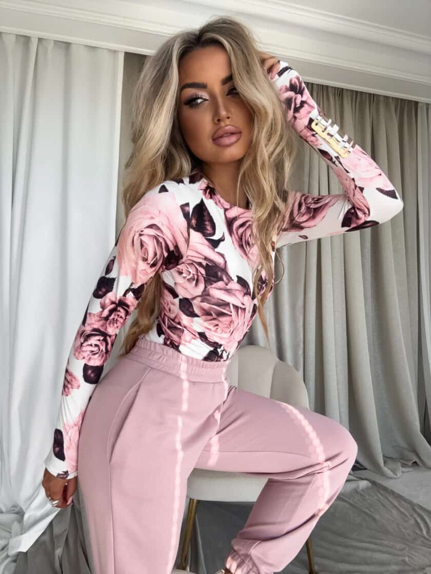 Bluzka LINDA kwiaty - biało-różowe - obrazek 6
