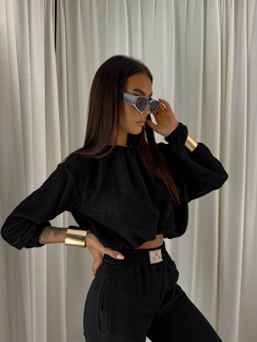 Bluza UNDER baranek  – czarny - obrazek 2