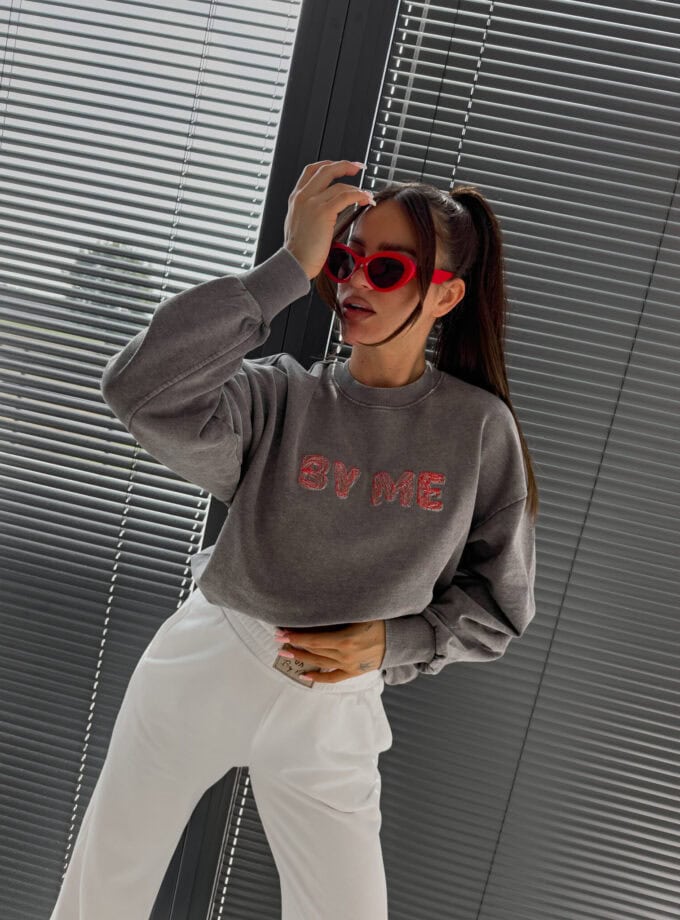 Dekatyzowana bluza POWER - szara